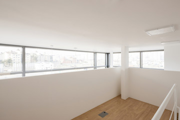 empty white room with window at the daylight. 