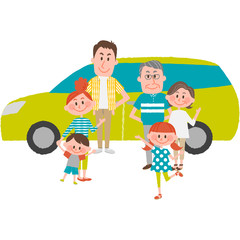 the family to go out by car