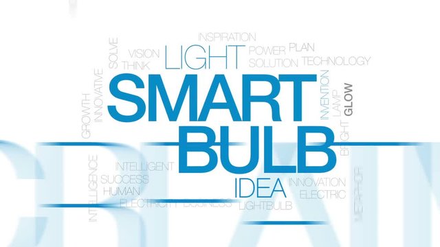 Smart bulb animated word cloud, text design animation. Kinetic typography.