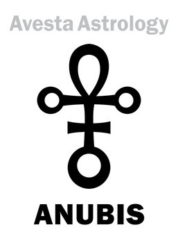 Astrology Alphabet: ANUBIS (Ahriman?), Avestian astral planet-conductor. Hieroglyphics character sign (single symbol).