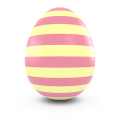 Painted Easter Egg with Pink Stripes Isolated on White 3D Illustration