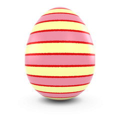 Painted Easter Egg with Stripes Isolated on White 3D Illustration