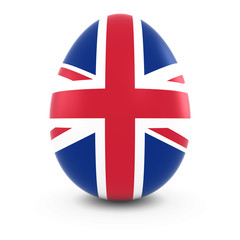 Fototapeta premium Egg with United Kingdom Flag Isolated on White 3D Illustration