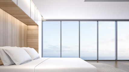 Luxury bedrrom with sea view , 3d rendering
