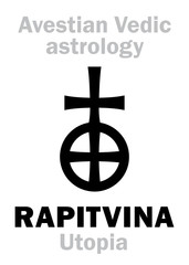 Obraz premium Astrology Alphabet: RAPITVINA (Utopia), Avestian vedic astral faraway tellurian planet. Hieroglyphics character sign (single symbol).