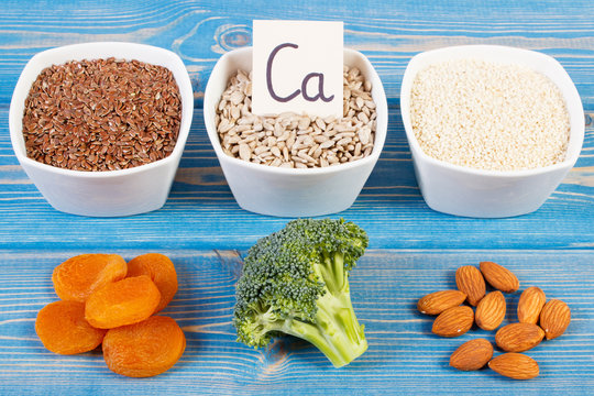 Products and ingredients containing calcium and dietary fiber