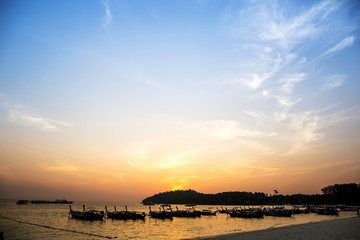 Fototapeta na wymiar Landscapes of the Adaman sea, Koh Lipe, Thailand. Sunset