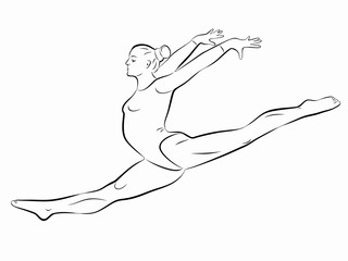 illustration of a gymnast woman, vector draw