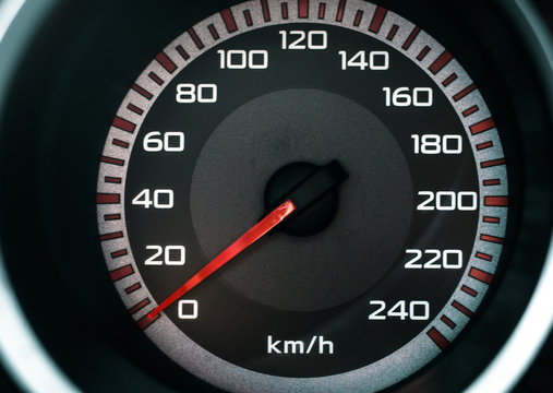 Car speedometer, close up background.