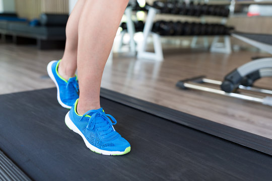 Woman running on treadmill