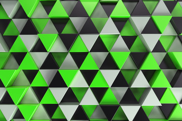 Fototapeta na wymiar Pattern of black, white and green triangle prisms