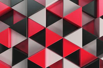 Pattern of black, white and red triangle prisms
