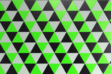 Fototapeta na wymiar Pattern of black, white and green triangle prisms