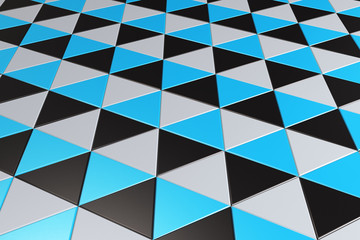 Pattern of black, white and blue triangle prisms