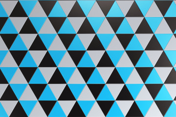 Pattern of black, white and blue triangle prisms