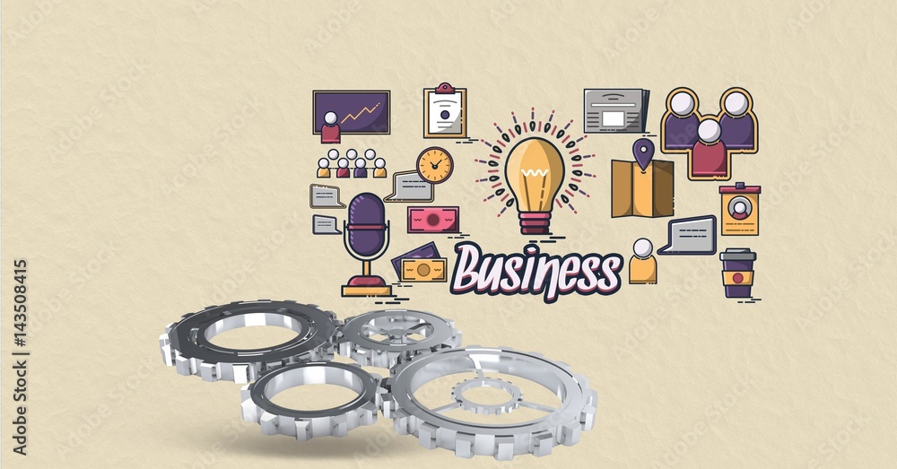 Poster digital composite image of business text with icons