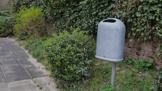 Public Park Trash Rubbish Garbage Bin Metal