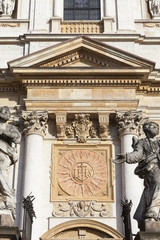 Saints Peter and Paul Church, details of facade, Krakow, Poland.