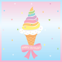 Ice cream rainbow creamy for birthday card