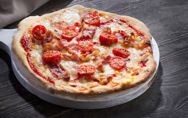 Homemade Pizza  on a wooden table