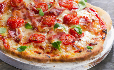 Homemade Pizza  on  wooden table