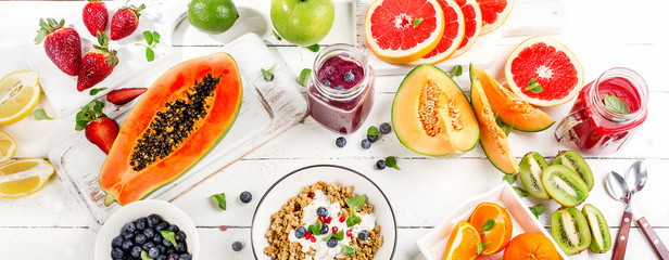 Breakfast with fresh smoothies