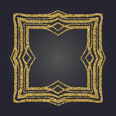 Art Nouveau gold glitter decorative rectangle vector frame for design. Art Deco style border