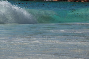 Wave Breaking, Anse Lazio, Praslin Island, Seychelles, Indian Ocean, Africa