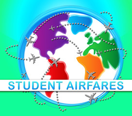 Student Airfares Indicating Jet Transportation 3d Illustration