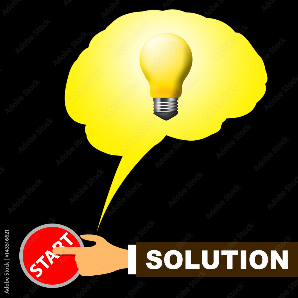 Poster solution light representing solving and resolution 3d illustration