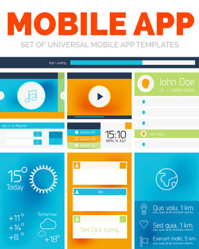 Vector set of mobile app layout templates