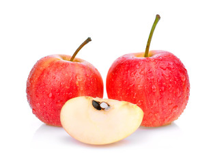 Dwarf Apple with drops of water isolated on white background