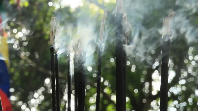 the burning joss sticks
