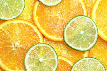 Orange and lime slices background