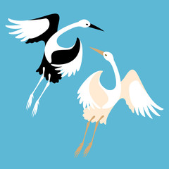 Crane bird  Flat style vector illustration 