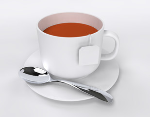 tea cup white label 3D rendering