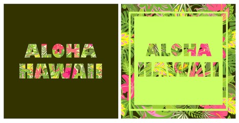 Aloha Hawaii. T-shirt prints with tropical flowers