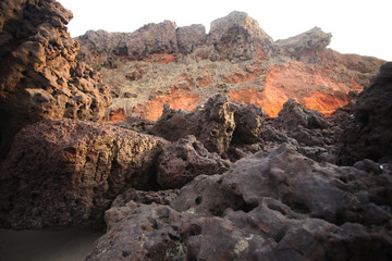 landscape with natural red clay hill 