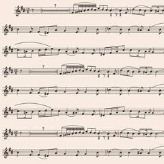 Beige background with music notes for graphic design.