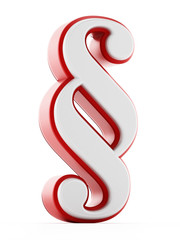 Red and white section sign isolated on white background. 3D illustration