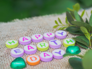 alphabet Earth day word on sack background for save the earth campaign