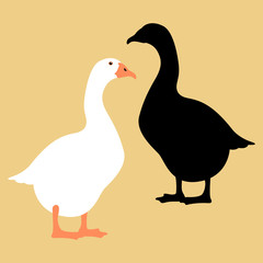 goose vector illustration style Flat black silhouette