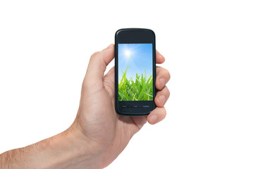Mobile phone in the hand