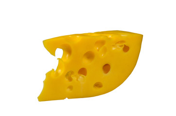 Piece of cheese isolated on a white background