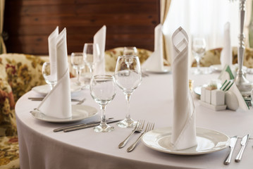 Decorated wedding banquet hall in classic style