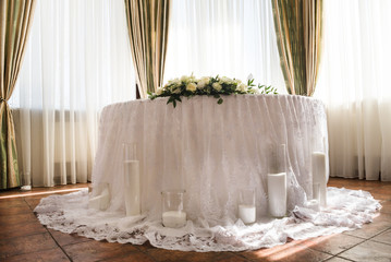 Decorated wedding banquet hall in classic style