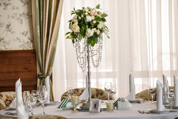 Decorated wedding banquet hall in classic style