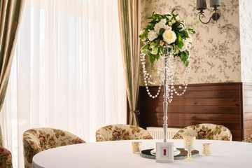Decorated wedding banquet hall in classic style