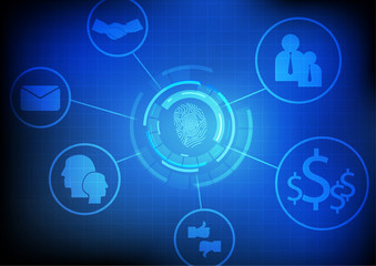 Fototapeta premium Vector : Finger print with business icon