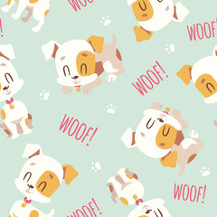 vector cartoon jack russel terrier seamless pattern